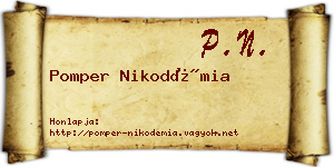 Pomper Nikodémia névjegykártya